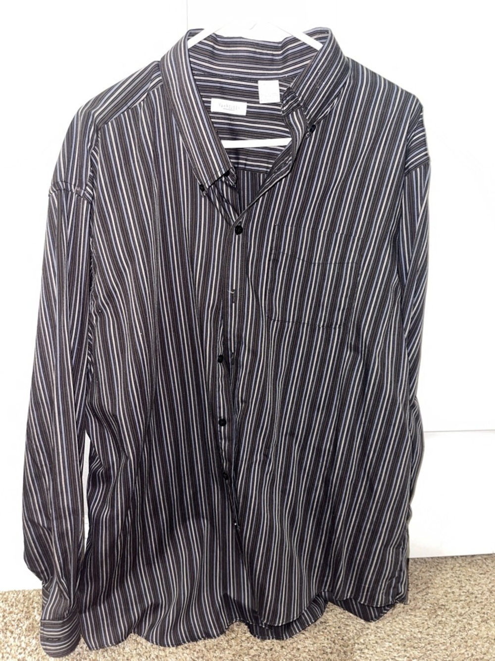Men's Black Striped Button-Up Shirt